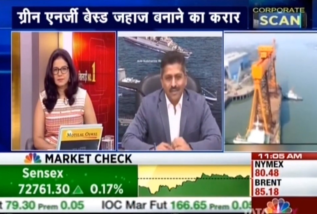 Cmde PR Hari, IN (Retd.), CMD, GRSE interaction with CNBC Awaaz on 22 Mar 24