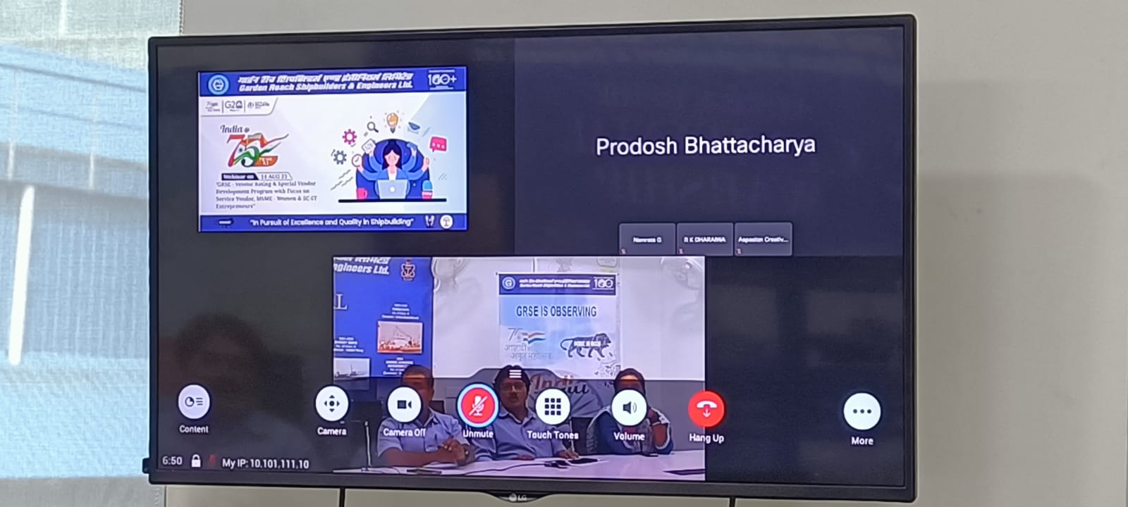 INDIA@75 - PHASE XI Webinar on GRSE - VENDOR RATING AND SPECIAL VENDOR DEVELOPMENT PROGRAM WITH FOCUS ON SERVICE VENDOR, MSME - WOMEN & SC-ST ENTREPRENEURS on 14 Aug 23