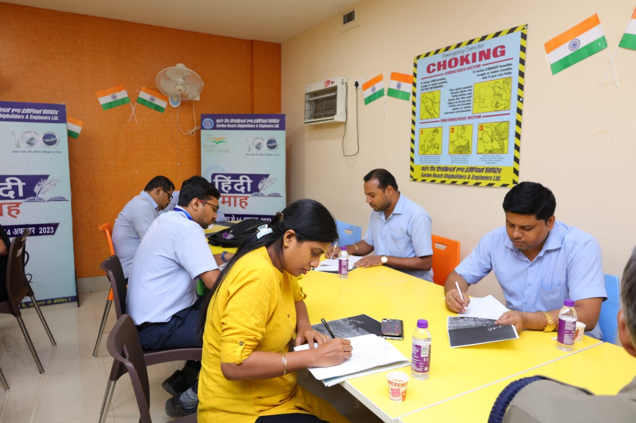 As part of Hindi Month 2023 Celebration, English to Hindi Translation competition organised in GRSE on 21 Sep 23