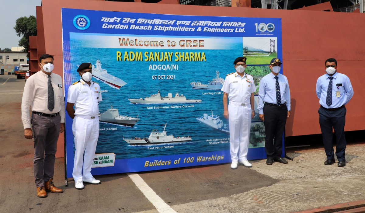 R Adm Sanjay Sharma, ADGQA (N) Visited GRSE on 07 Oct 21