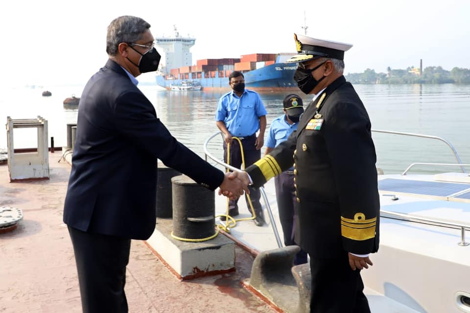Vice Admiral Ajendra Bahadur Singh, AVSM, VSM, Deputy Chief Of Integrated Defence Staff (OPS & TRG) visits GRSE on 12 Feb 21