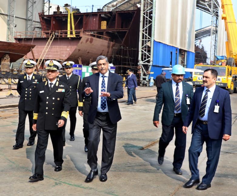 Vice Admiral A K Jain, AVSM, VSM, Flag Officer Commanding in Chief of Eastern Naval Command visits GRSE on 11 Jan 20