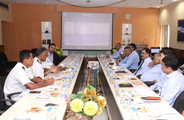 IG TP Sadanandan, TM, DDG (M&M) , Indian Coast Guard visits GRSE on 22 May 18