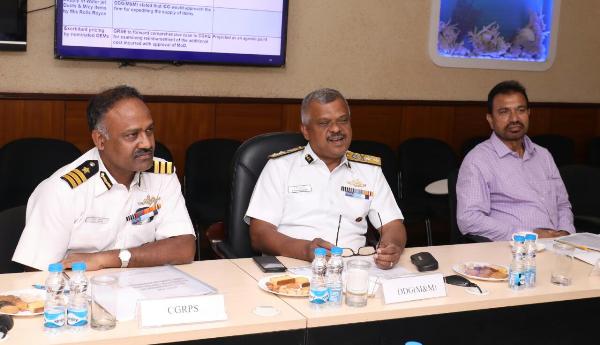 IG TP Sadanandan, TM, DDG (M&M) , Indian Coast Guard visits GRSE on 22 May 18
