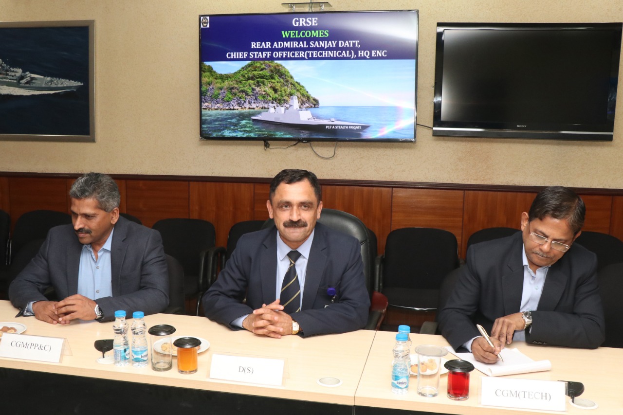 Rear Admiral Sanjay Datt, CSO (Tech) visits GRSE on 15 Feb 19