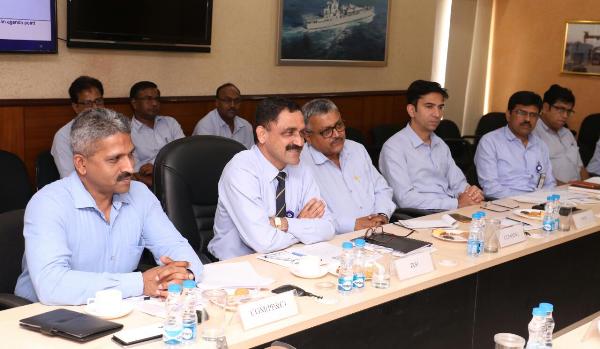 IG TP Sadanandan, TM, DDG (M&M) , Indian Coast Guard visits GRSE on 22 May 18