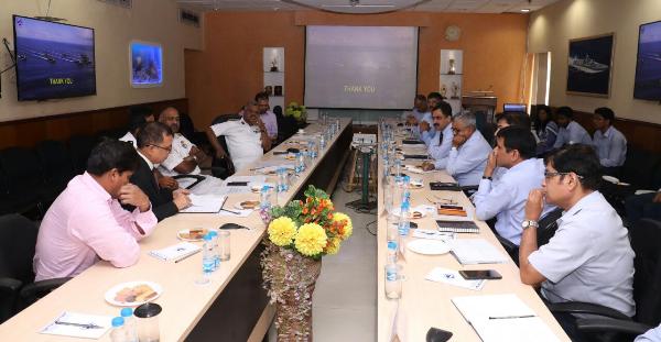 IG TP Sadanandan, TM, DDG (M&M) , Indian Coast Guard visits GRSE on 22 May 18