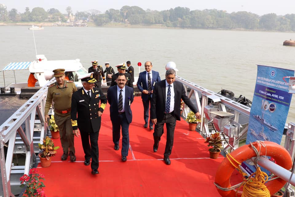 Vice Admiral A K Jain, AVSM, VSM, Flag Officer Commanding in Chief of Eastern Naval Command visits GRSE on 11 Jan 20