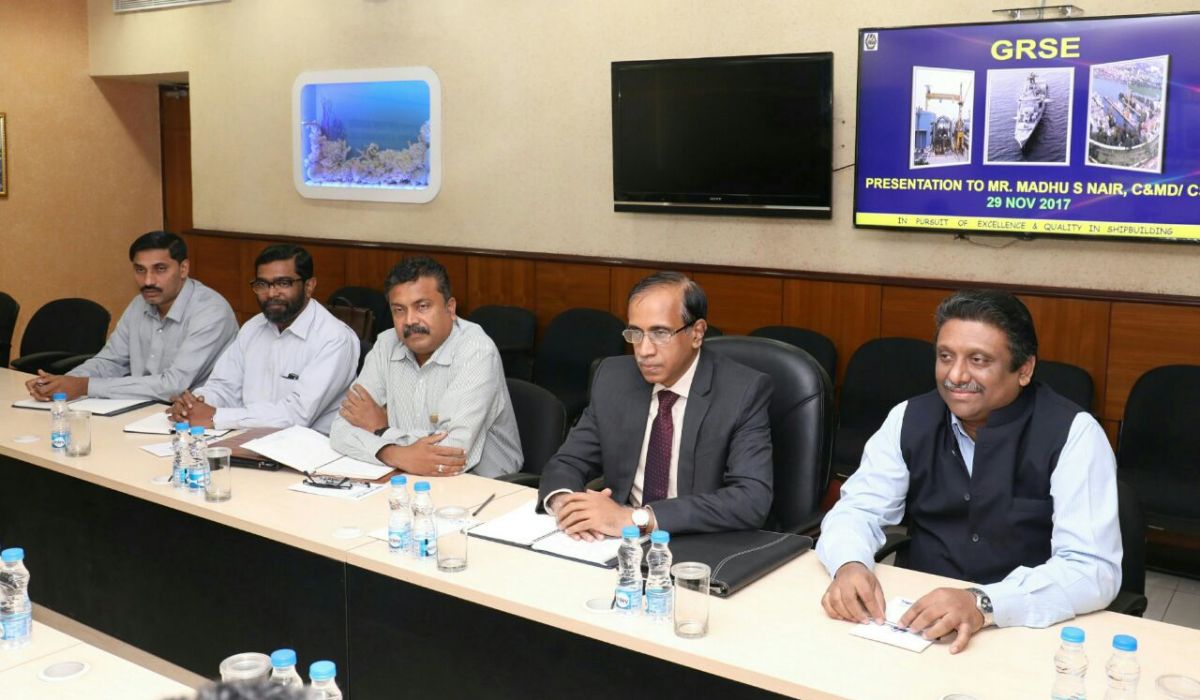 Mr. Madhu S Nair, CMD, Cochin Shipyard Limited visits GRSE on 29 Nov 17