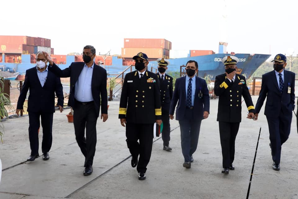 Vice Admiral Ajendra Bahadur Singh, AVSM, VSM, Deputy Chief Of Integrated Defence Staff (OPS & TRG) visits GRSE on 12 Feb 21