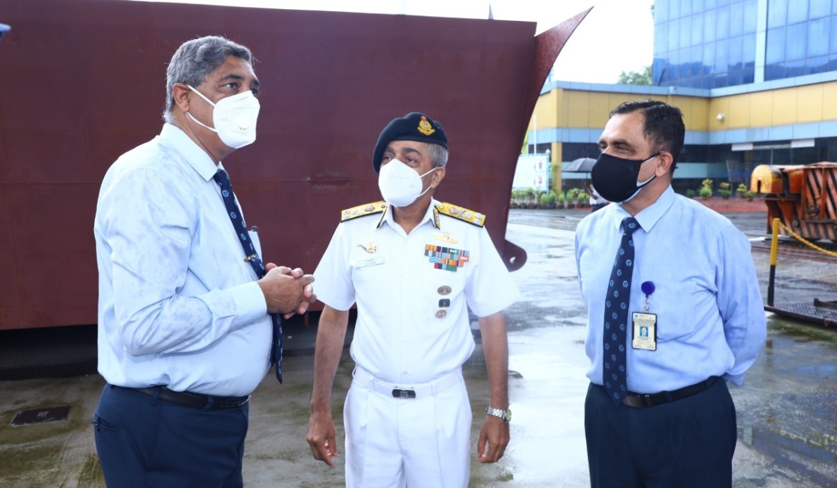 V Adm Vinay Badhwar, AVSM ,NM , Chief Hydrographer Visited GRSE on 22 Sep 21