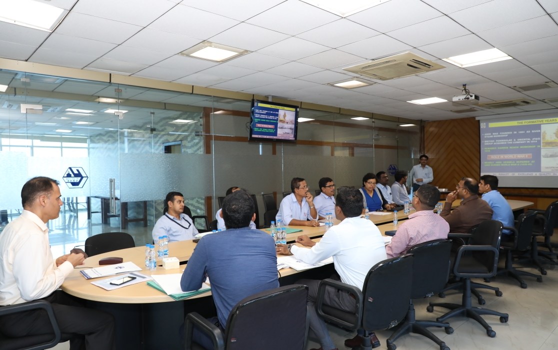 A Board of Officers led by Cmde Tikoo, AGM (YS&QA) ND(Vizag), IN visited GRSE on 20 Jul 18