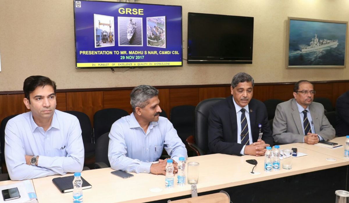 Mr. Madhu S Nair, CMD, Cochin Shipyard Limited visits GRSE on 29 Nov 17