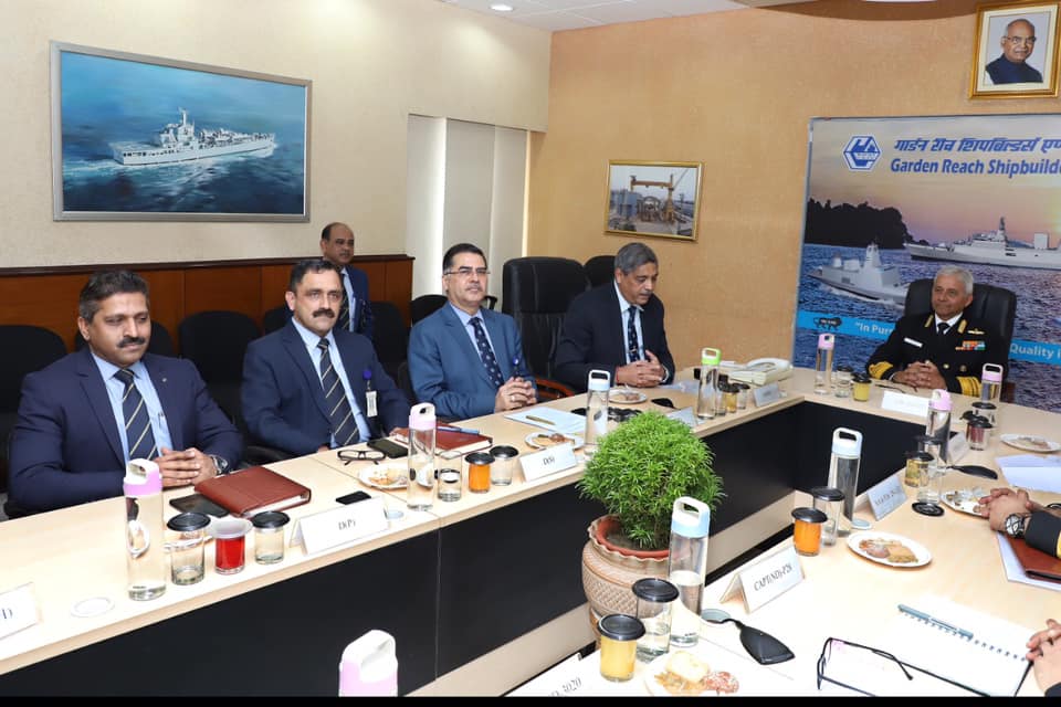 Vice Admiral A K Jain, AVSM, VSM, Flag Officer Commanding in Chief of Eastern Naval Command visits GRSE on 11 Jan 20