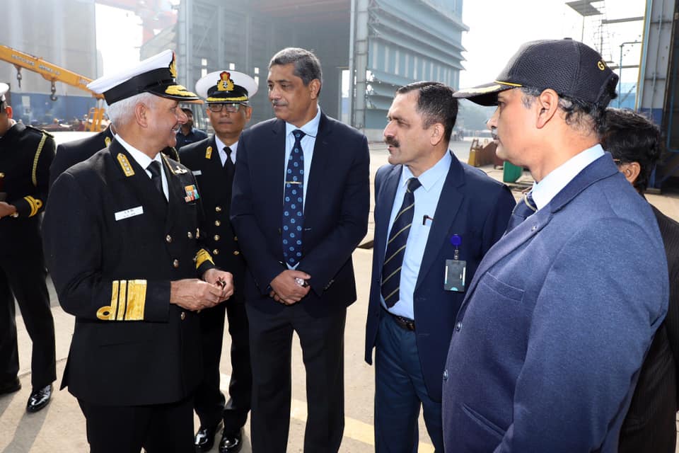 Vice Admiral A K Jain, AVSM, VSM, Flag Officer Commanding in Chief of Eastern Naval Command visits GRSE on 11 Jan 20