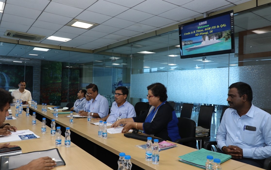 A Board of Officers led by Cmde Tikoo, AGM (YS&QA) ND(Vizag), IN visited GRSE on 20 Jul 18