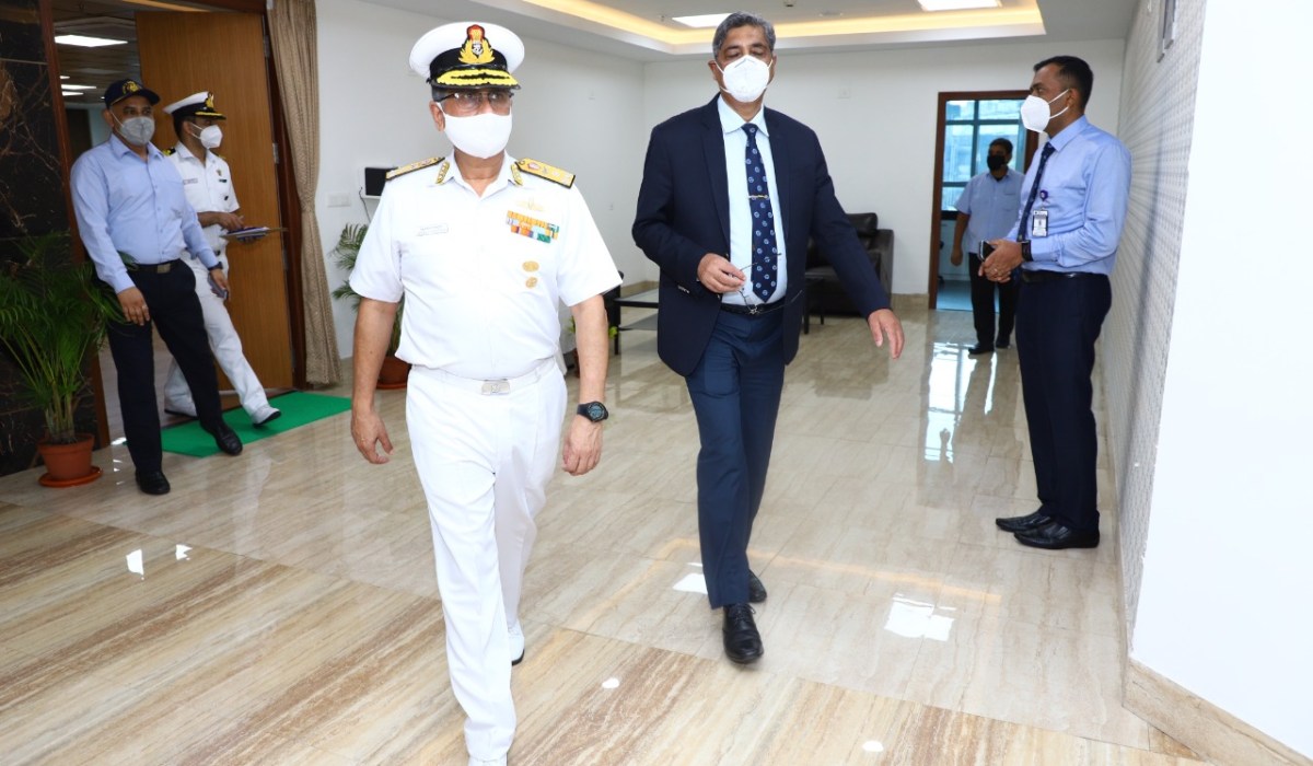 V Adm B Dasgupta, AVSM, YSM, VSM, Chief of Staff, HQENC Visited GRSE on 22 Sep 21