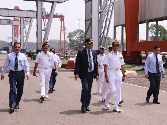 Vice Admiral M S Pawar, AVSM, VSM, COS, HQENC visits GRSE on 17 May 18