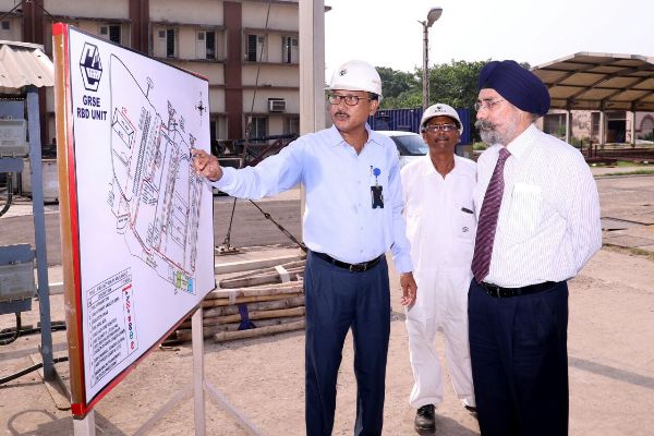 RAdm IPS Bali, AVSM, VSM, IN(Retd.), Independent Director, GRSE visits shipyard on 07 May 18