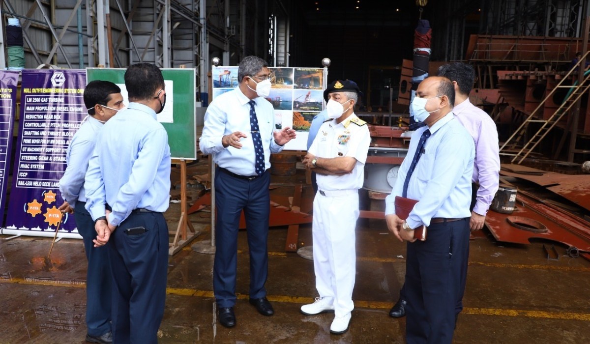 V Adm Vinay Badhwar, AVSM ,NM , Chief Hydrographer Visited GRSE on 22 Sep 21