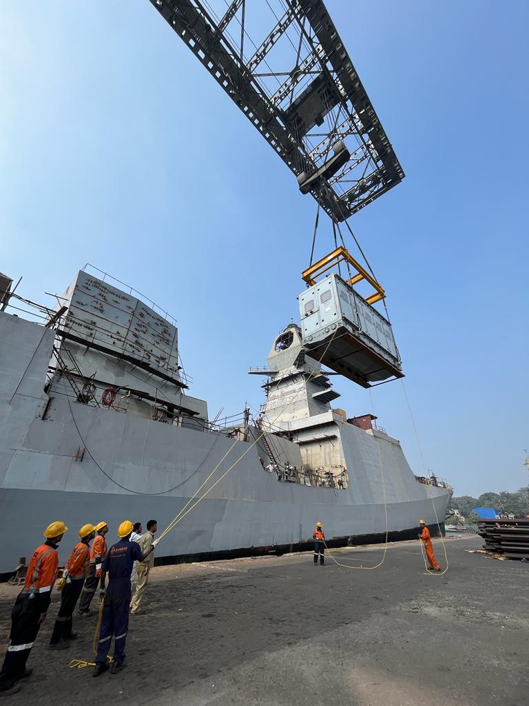 Lowering of 2ND DA in Forward DA Compartment of Yard 3022 (P-17A) using 200 TON Crane of KOPT on 11 Feb 23