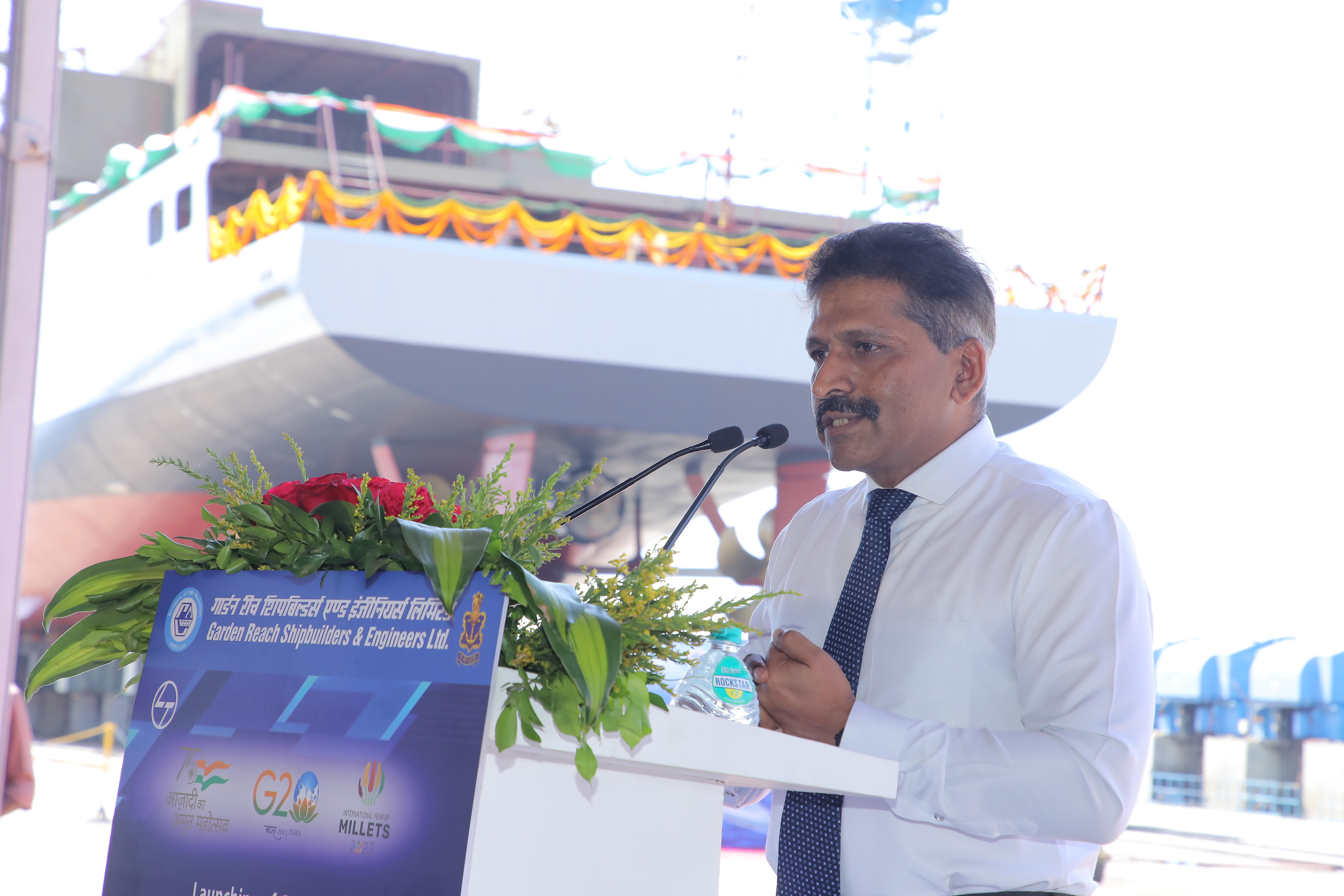 Launch of 4th Survey Vessel (Large) - Yard 3028, 3rd ASWSWC - Yard 3030 & Keel Laying of 7th ASWSWC - Yard 3032 on 13 Jun 23