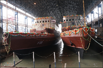 Simultaneous Launch of Two ASWSWC Warships for Indian Navy on 13 Mar 24