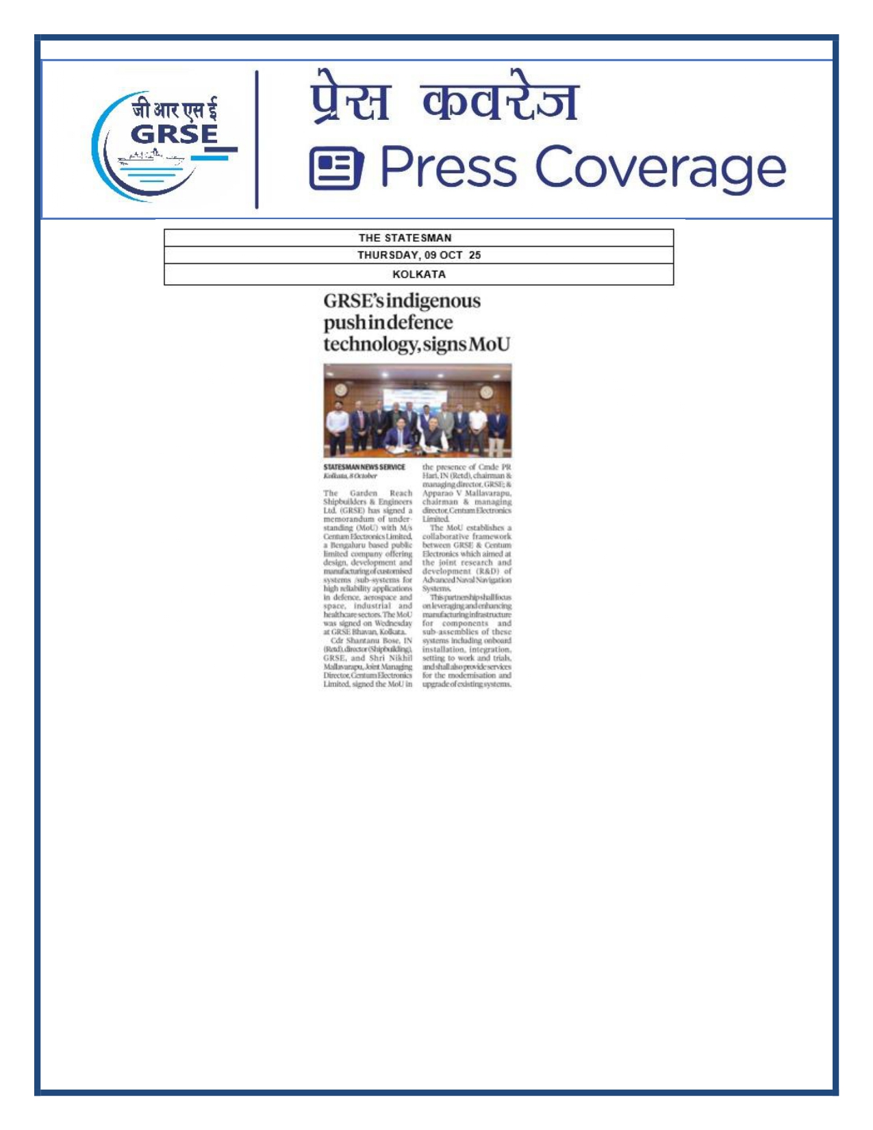 Press Coverage: 20 Oct 25:THE TIMES OF INDIA