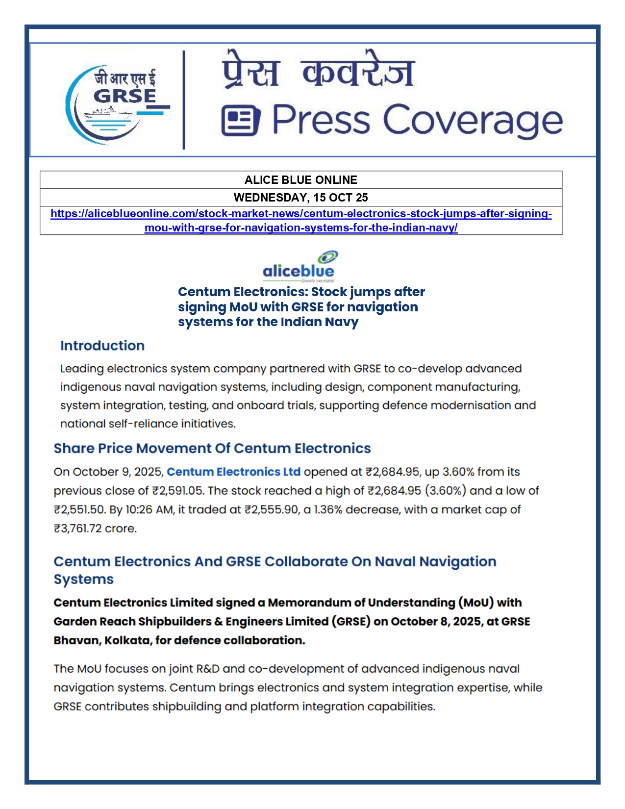 Press Coverage: 20 Oct 25:THE TIMES OF INDIA